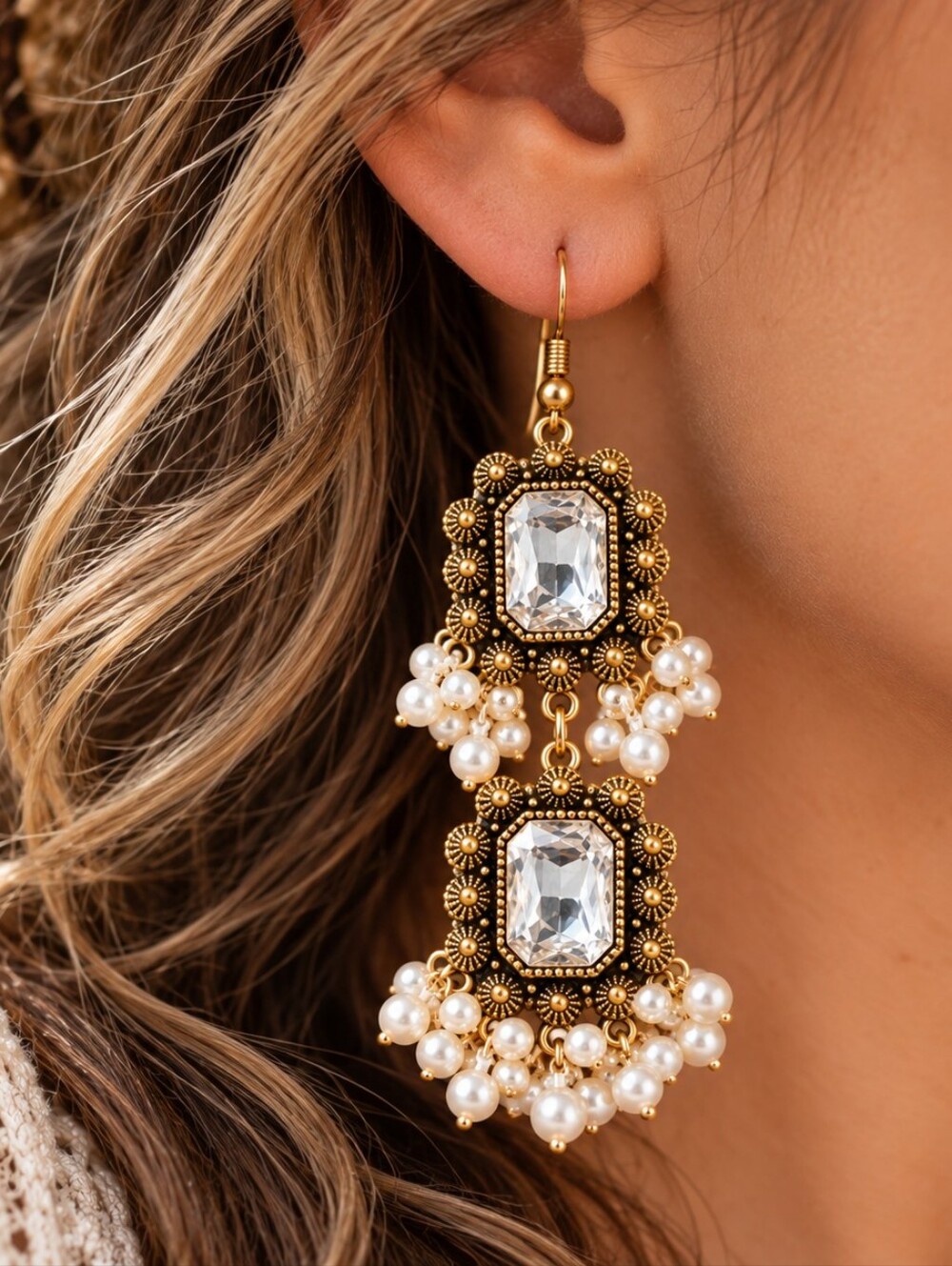 BOSTON PROPER VINTAGE STYLE GLAM EARRINGS